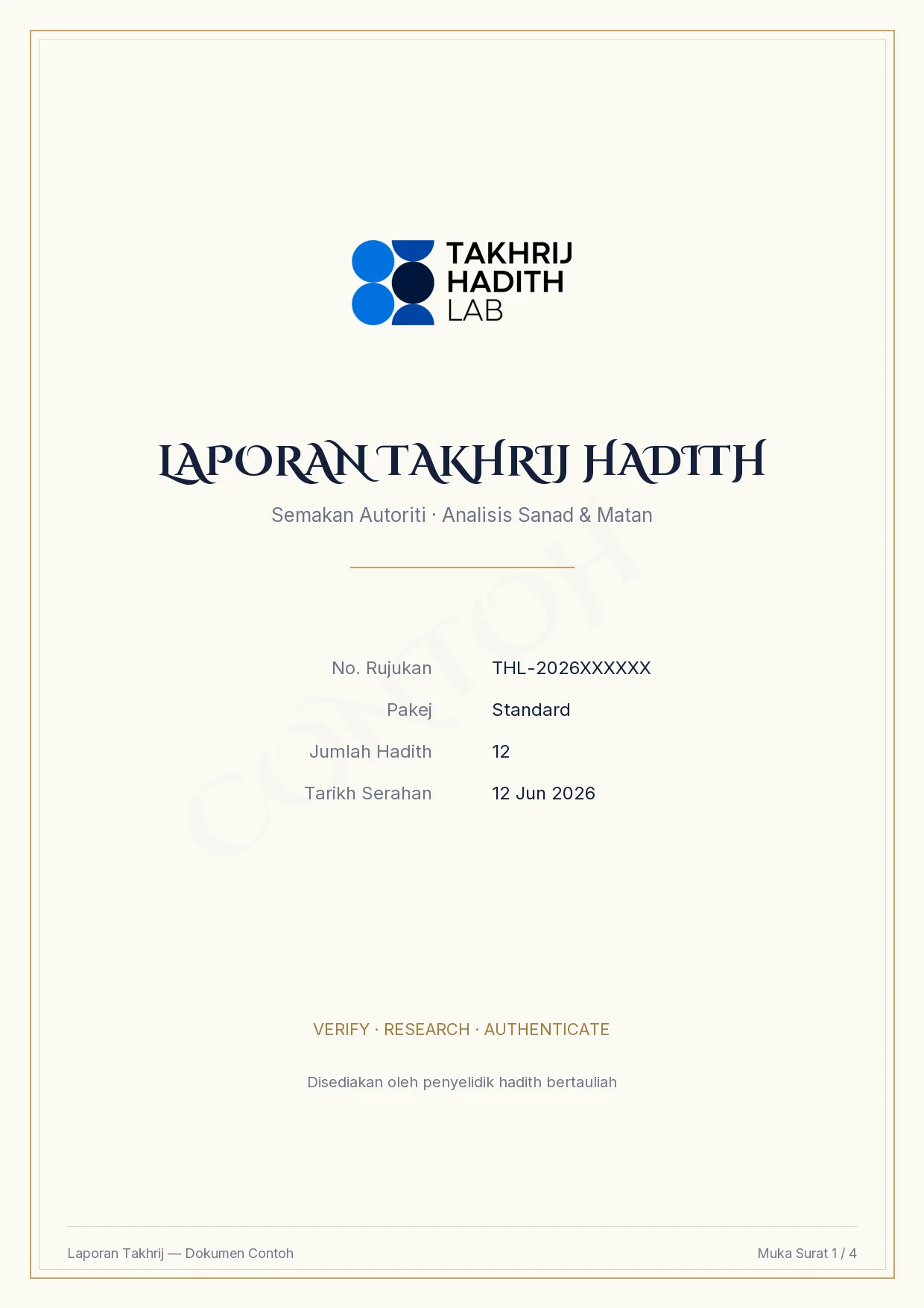 Contoh Laporan Takhrij